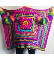 RAINBOW CARDIGAN Sweater Hand Knit Sweater Women Oversized Hippie Vegan Plus Size Vest Clothing