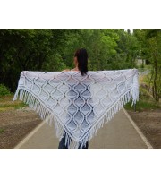 White Shawl Wraps Crochet Shawl Wraps Bridal Wrap Wedding Fringe Shawl Lace Hand Knit Shawl Christmas gift idea Crochet Flower Wool Scarf