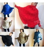 Wool Poncho Women Winter Sweater Hand Knit Poncho Loose Plus Size Knitwear Boho Crochet Wrap Knit Cable Chunky Poncho White Gray Black Red