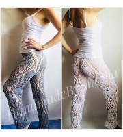 White Sexy Crochet Beach Pants Shorts Yoga Loose Festival Clothing Pants Hippie Women Lace Linen Pants Retro Beach Cover Up Black Pineapple