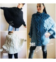 Hand Knit Poncho Wool Women Gray Poncho Sweater Winter Blue Poncho Plus Size Knitwear Boho Crochet Wrap Knit Cable Chunky Poncho White Black