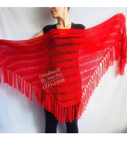 Knit Wedding Triangle Shawl Fringe Crochet Beige Wrap RED Mohair Scarf Boho Black Angora Shawl Wraps Scarf For Women Wool Shawl