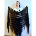 BLACK Crochet Shawl Wraps BOHO SHAWL Knit Wool Lace Mohair Shawl Gifts for Wife Fringe Shawl Bridal Wedding Black Mohair Triangle Scarf