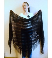 BLACK Crochet Shawl Wraps BOHO SHAWL Knit Wool Lace Mohair Shawl Gifts for Wife Fringe Shawl Bridal Wedding Black Mohair Triangle Scarf