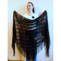 BLACK Crochet Shawl Wraps BOHO SHAWL Knit Wool Lace Mohair Shawl Gifts for Wife Fringe Shawl Bridal Wedding Black Mohair Triangle Scarf