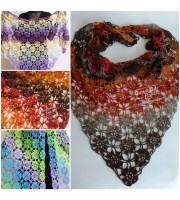 Burnt Orange Crochet Lace Shawl Wraps Grey Wool Shawl Lilac Boho Triangle Warm Scarf for Women Rainbow Floral Hand Knit Shawl Large