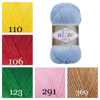 ALIZE DIVA Silk Effect Yarn Crochet Microfiber Acrylic Lace Hand Knitting Yarn Swimwear bikini Bag Multicolor Summer Rainbow Yarn Striping