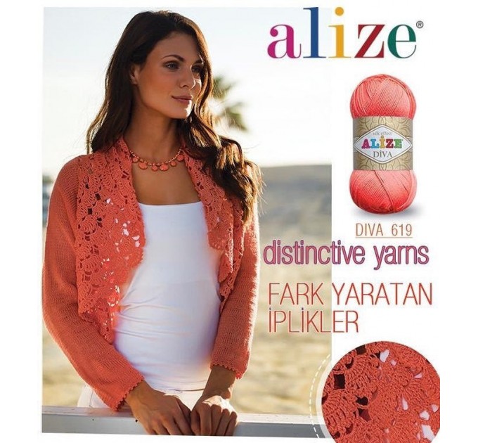 ALIZE DIVA Silk Effect Yarn Crochet Microfiber Acrylic Lace Hand Knitting  Yarn Swimwear bikini Bag Multicolor