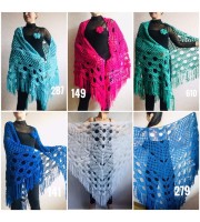 Navy Blue White COTTON Crochet SHAWL Granny Square Bridesmaid Wraps Custom Color Fringe Summer Lace Shawl Hand Knit Triangle Flower Black