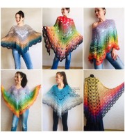 Rainbow Crochet Shawl Wraps Cotton Big Size Vintage PONCHO Granny Square Summer Gay Pride Wedding Gift Triangle Bohemian