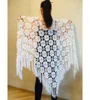 Prayer Shawl, Bridal Shawl Crochet Shawl Pin Bridesmaid Easy Crochet Shawl, Scarf Gift for-Women-Mom-Birthday-gift-Grandma Wedding Cape Wrap