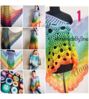 Crochet Shawl Wraps PONCHO Cotton Rainbow Big Size Vintage Pride Gift Lace Shawl Triangle Bohemian Granny Square Flower Bridesmaid