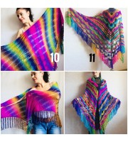 Rainbow Crochet Shawl Wraps With Fringe Triangular Colorful brooch Evening Hand Knitted Shawl Multicolor Shawl Lace Warm Wool Chic Shawl