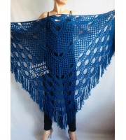 Crochet SHAWL Fringe Triangle White COTTON Granny Square Navy Blue Bridesmaid Wraps Custom Color Summer Lace Shawl Hand Knit Flower Black