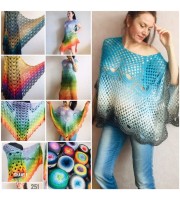 RAINBOW Crochet Poncho Women Shawl Big Size Vintage Wraps Cotton Hand Knit Oversized Clothing Granny Square Pride Shawl Triangle Bohemian