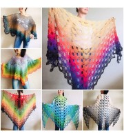 Crochet Rainbow Poncho, Big Size Vintage Festival shawl pin, Plus size Boho kimono Wraps Gift-for-her-women-mom-birthday-gift Beach cover up