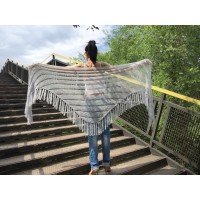 Wedding knit shawl Fringe Triangle scarf Gray Crochet shawl wrap Oversized Dark gray Mohair Wool shawl gift for Mom shawl