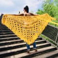 Mustard 50 COLORS Crochet Shawl Wraps Triangle Fringe Granny Shawl Long Handknit Woman Bohemian Festi Hand Knit Large Mohair Oversize Cape