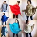 Knit Poncho Woman Crochet Plus Size Clothing Oversize Sweater Gray White Loose Winter Cable SweaterHand Knit Beige Red Convertible Cardigan