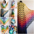 Festival big size vintage shawl pin, Boho kimono Plus size poncho, Swimsuit Beach cover up Rainbow Maxi Dress Crochet Wraps, Gift for mom