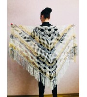 Crochet Shawl Wraps With Fringe Yellow Shawl Best Friend Gift Caregiver Appreciation Gray Acrylic Wool Shawl Easter Shawl Mom Gift, Grandma