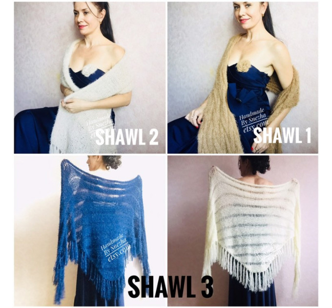 Winter Wedding shawl Bridal Bolero Shrug Ivory gift for her Beige knit wrap Red bridesmaid Cape White cover up Gray Fuzzy Capelet Royal Blue
