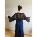 Bolero Shrug Black Lace Hand Knit Summer Plus Size Jacket Blue Mohair Bridal Bolero with Sleeves Knit Cardigan Bridesmaid Short Sleeve Shrug