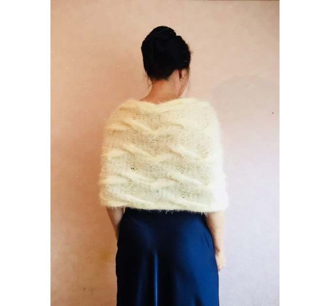 Bridesmaid shawl bridal cover up faux fur wrap bridal capelet wedding jacket knit wedding bolero mohair shrug knitted bolero navy blue