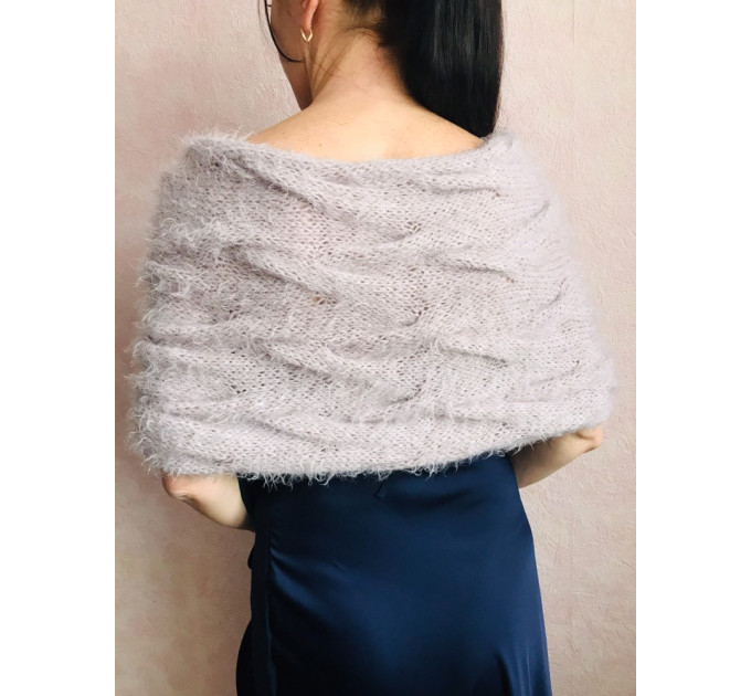 Bridesmaid shawl bridal cover up faux fur wrap bridal capelet wedding jacket knit wedding bolero mohair shrug knitted bolero navy blue