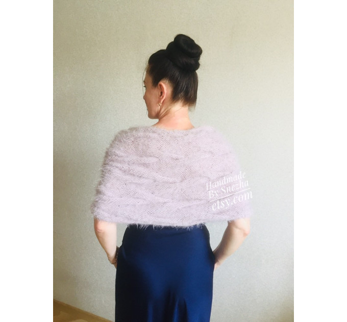 Bridesmaid shawl bridal cover up faux fur wrap bridal capelet wedding jacket knit wedding bolero mohair shrug knitted bolero navy blue