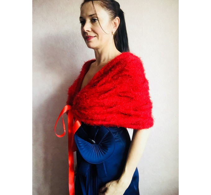 Bridesmaid shawl bridal cover up faux fur wrap bridal capelet wedding jacket knit wedding bolero mohair shrug knitted bolero navy blue