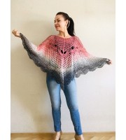 Crochet Poncho Women Plus Size beach swimsuit cover up big Vintage Shawl White Cotton Knit Boho Cape Hippie Gift-for-Her Bohemian Rainbow