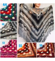 Crochet Shawl Wraps Outlander knitted festival woman Burnt Orange Triangle Scarf Fringe Multicolor Lace Evening Shawl Gray White Blue