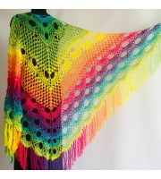 Crochet Shawl Wraps Fringe Mohair Gift brooch Triangular Rainbow Scarf Festival Colorful Knit Wool Multicolor Shawl Lace Warm Boho Evening