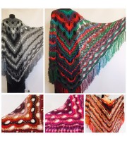 Crochet Shawl Wrap Multicolor Triangle Scarf Boho Colorful Rainbow Shawl Fringe Big Lace Hand Knitted Shawl Evening Shawl Red Blue Green