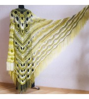 Olive Crochet Shawl Poncho Women Fringe Green Mohair Big Size Triangle Shawl Gradient Blue Alpaca Long Hand knit Bohemian Hand Knit Shawl