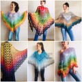 Crochet shawl, Lace shawl, Lace stole Knitted shawl, Crochet scarf gift for her Cotton shawl lace wrap Shrug bolero Striped triangular shawl