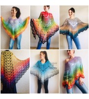 Crochet shawl, Lace shawl, Lace stole Knitted shawl, Crochet scarf gift for her Cotton shawl lace wrap Shrug bolero Striped triangular shawl