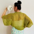 Olive Bolero Cardigan Short Sleeve Green Open Front Cardigan Women's Summer Cotton