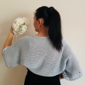 Light Blue Summer Knit Cardigan Bolero Shrug - Women's Short Sleeve Shrug Open Front Cotton Cardigan Bolero Jacket