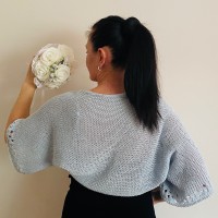 Light Blue Summer Knit Cardigan Bolero Shrug - Women's Short Sleeve Shrug Open Front Cotton Cardigan Bolero Jacket