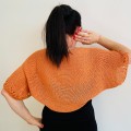 Orange Open Front Summer Cotton Bolero Shrug - Women's Short Sleeve Shrug Crop Cardigan Bolero Jacket