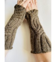 Milky Brown Outlander Claire Mittens, Outlander Gifts, Brown Claire's Mittens, Women Arm Warmers, Alpaca Wool Hand Knit Gloves, Claire's Fingerless Gauntlets, Winter Long Gloves