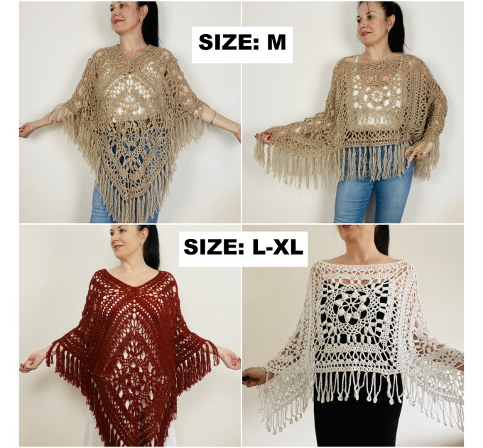 White women fringed cotton poncho Black Summer shoulder cape color selection
