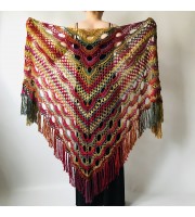 Boho crochet shawl Festival Clothing Woman Poncho, Plus Size Man poncho Triangle scarf Unisex oversize outlander hand knit long fringe shawl