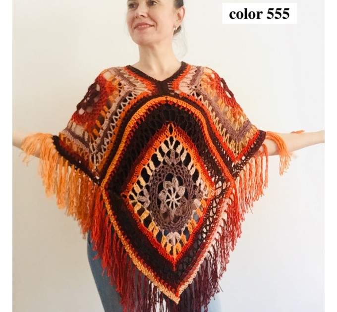 Boho crochet shawl Festival Clothing Woman Poncho, Plus Size Man