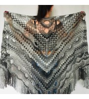 Obsidian black halloween shawl ombre crochet cover up fairycore triangle shawl fringe gray alternative shawl wool witchy shawl festival