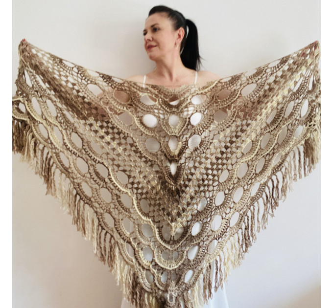 Fall wool shawl women blue violet fringe shawl gradient triangle shawl ombre shoulder shawl crochet multicolor festival shawl fall wrap