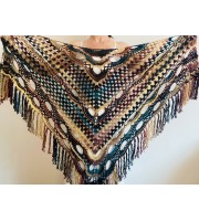 Fall wool shawl women blue violet fringe shawl gradient triangle shawl ombre shoulder shawl crochet multicolor festival shawl fall wrap