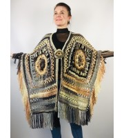 Black obsidian poncho cape coat halloween poncho fringe wool cape poncho crochet blanket poncho mexico poncho alternative poncho